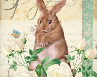 Spring Rabbit - Digital Print/Ephemera Card/Door Hanger