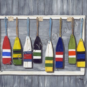 Hanging with the Buoys - Giclee Watercolor Print