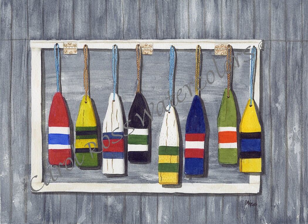 Hanging with the Buoys - Giclee Watercolor Print