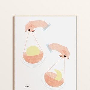 Libra Poster Print, Zodiac Art, Astrology Art Libra Illustration, The Scales art print libra, october gifts
