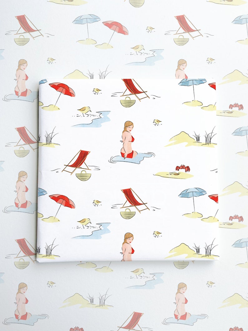 Beach Theme Gift Wrap Paper Outer Banks Party Supplies Outer Etsy