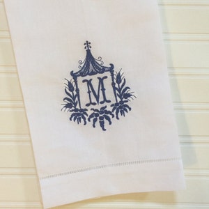 Monogrammed Pagoda Towel Tea Towel Linen Guest Towel Linen Hand Towel Powder Room