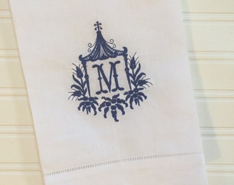 Monogrammed Pagoda Towel Tea Towel Linen Guest Towel Linen Hand Towel Powder Room