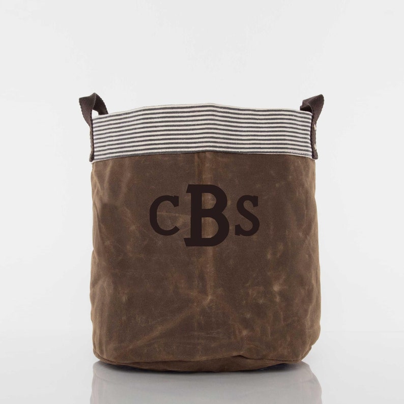 Monogrammed Waxed Canvas Tub Bin Room Storage Monogram Toy Etsy