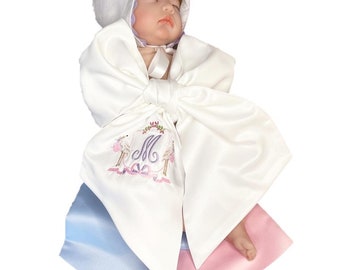 Monogrammed Baby Infant Newborn Satin Bow Sash Swaddle