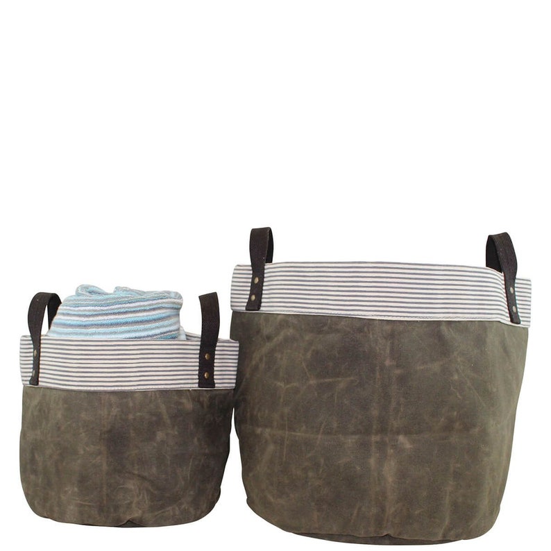 Monogrammed Waxed Canvas Tub Bin Room Storage Monogram Toy Etsy