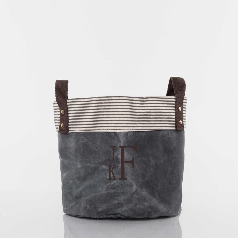 Monogrammed Waxed Canvas Tub Bin Room Storage Monogram Toy Etsy
