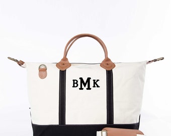 Monogrammed Weekend Bag Luggage Tote Overnight Duffle Canvas Monogram Weekender