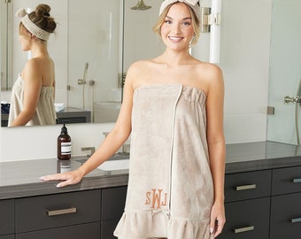 Monogrammed Ladies Women Plush Spa Wrap Towel lounge bath Robe