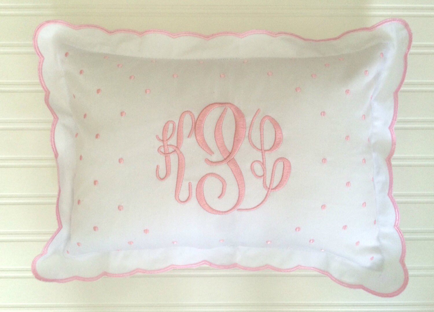 Monogrammed Baby Pillow Crib Nursery Pink Blue White Shower Etsy