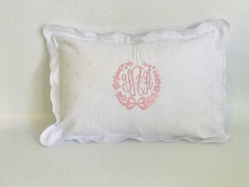 Monogrammed Baby Pillow Crib Nursery Pink Blue White Boudoir Etsy