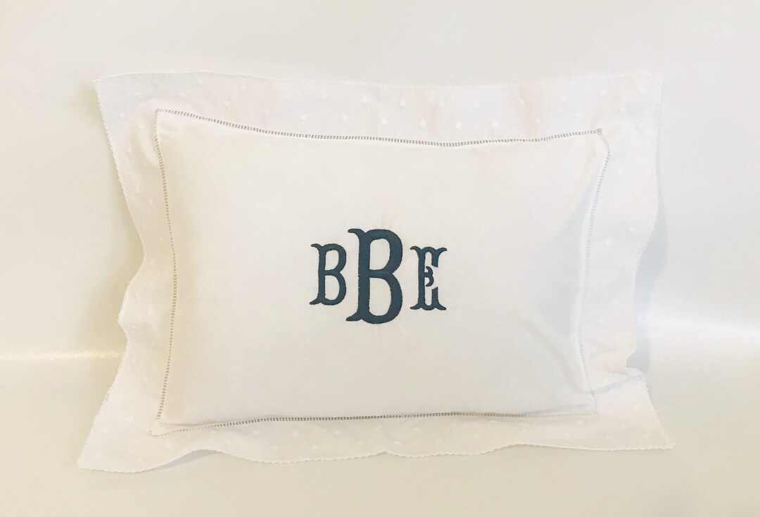 Monogrammed Baby Pillow Nursery Pink Blue White Shower Gift Boudoir