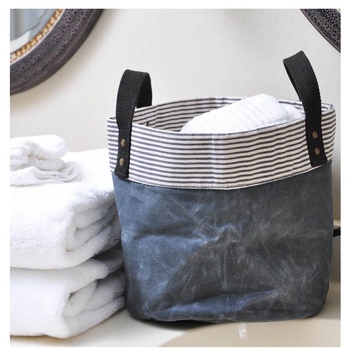 Monogrammed Waxed Canvas Tub Bin Room Storage Monogram Toy Etsy