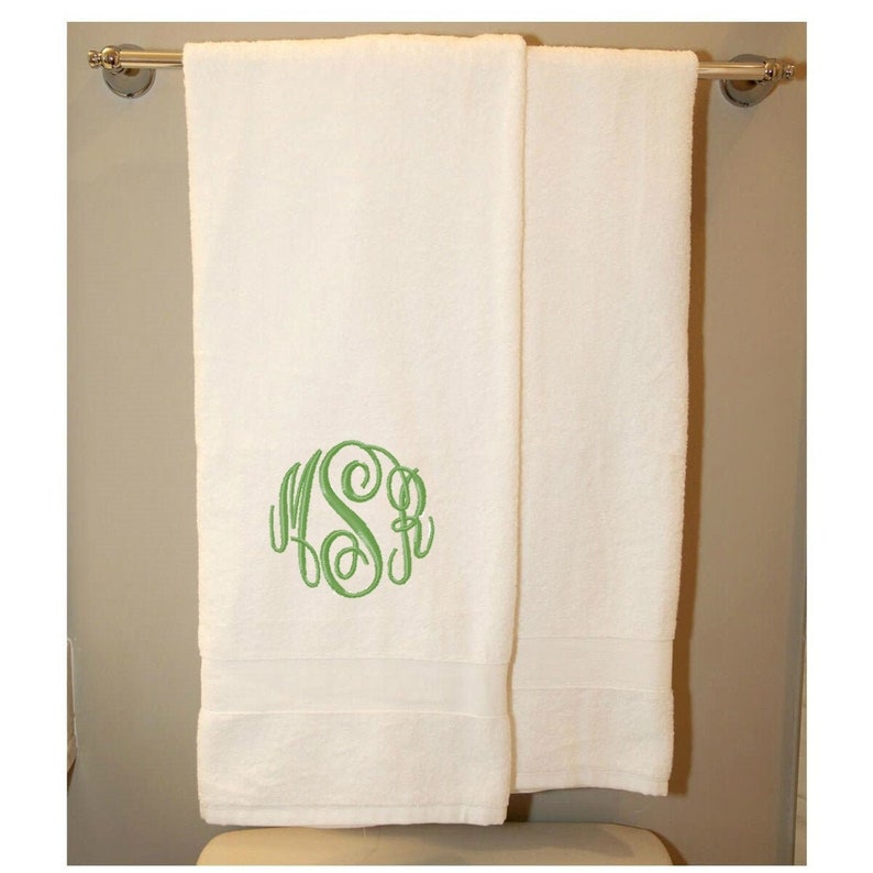 Monogrammed Luxury Bath Towel Bathroom Monogram white navy Etsy