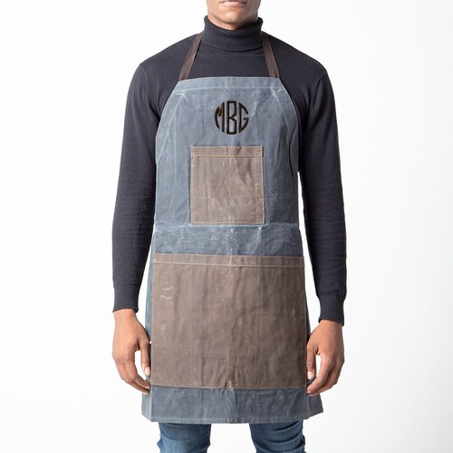 Monogrammed Waxed Canvas Apron Cooking Kitchen Monogram Grill Mother's Day Father's Day Gardening