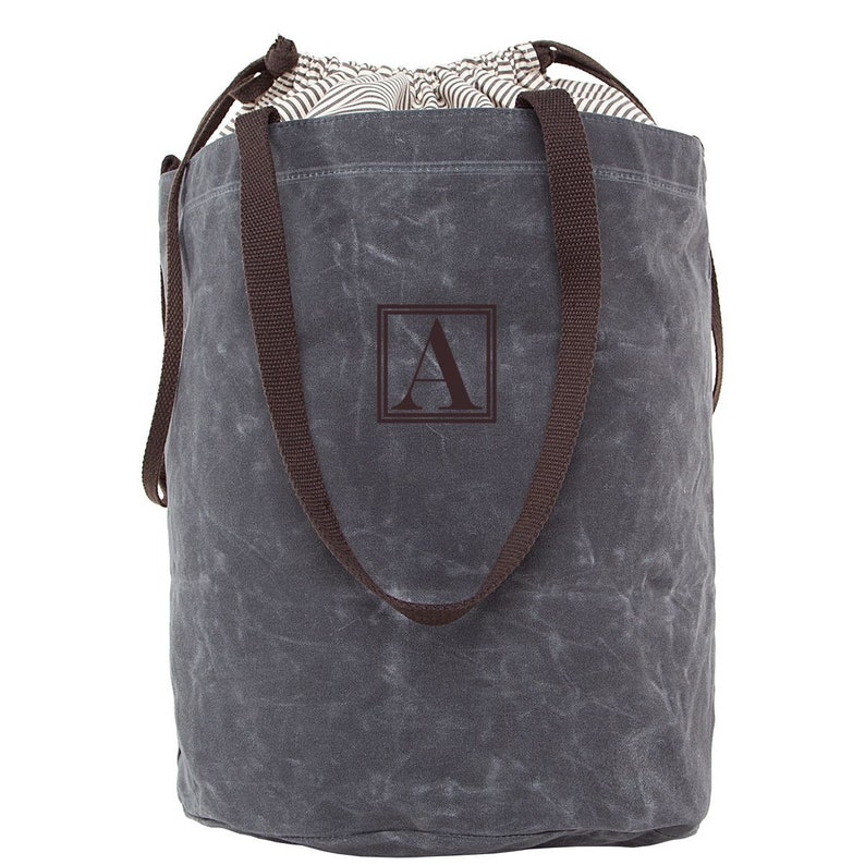 Monogrammed Waxed Canvas Laundry Bag Tote College Graduation Etsy