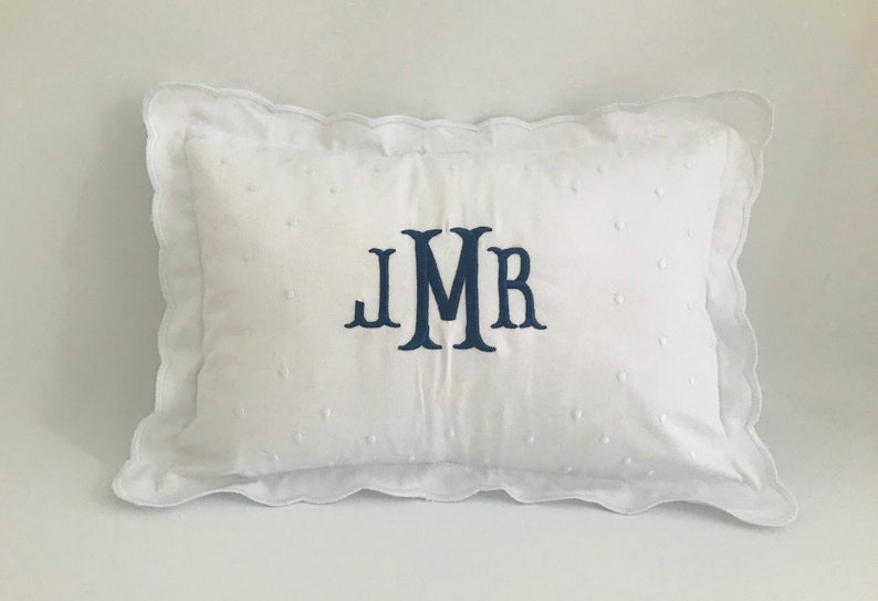 Monogrammed Baby Pillow Crib Nursery Pink Blue White Boudoir Etsy