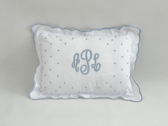 Monogrammed Baby Pillow Crib Nursery Pink Blue White Etsy