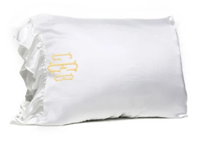 Monogrammed Silk Silky Monogram Ruffle Pillowcase Bedding Etsy