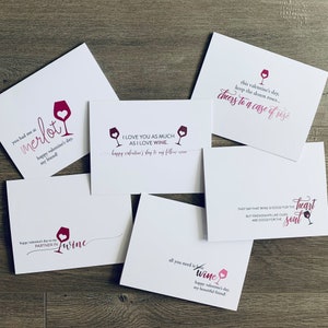 Cartes de correspondance pour la Saint-Valentin avec vin et vin | Cartes de Saint-Valentin sur le thème du vin