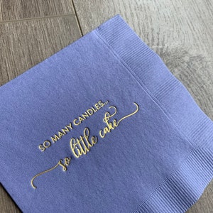 So Many Candles So Little Cake | Funny Birthday Cocktail Napkin | Periwinkle Blue