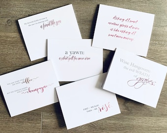Collection de cartes pour les amateurs de vin et de champagne | Cartes de correspondance sur le thème du vin