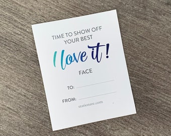 Montrez votre meilleur visage "J'adore ça" | Étiquette-cadeau d'autocollant | Étiquette de cadeau d'anniversaire