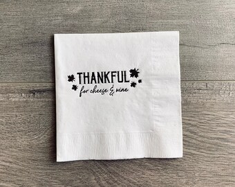 Merci pour le fromage et le vin | Serviette cocktail Thanksgiving amusante