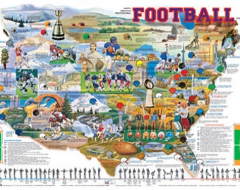 Pro Football Wall Map © 1990