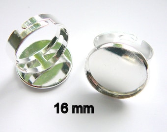 10 Stück  Ringrohlinge für 16mm Cabochons.