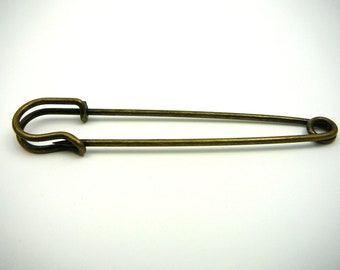 10 Stk. 89mm Kilt Pin's / XXL Sicherheitsnadeln bronzefarben