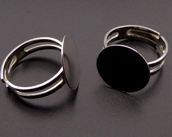 2 Stück 925 Sterling Silber Ring Rohlinge 15mm Klebefläche