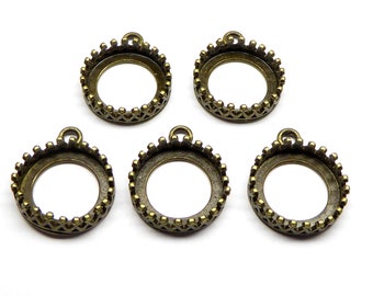 5 Stück  Anhänger Rohlinge bronzefarben für 12mm Cabochons