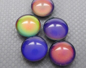 Stimmungssteine Cabochon  rund 10mm Farbwechsel für DIY und Schmuck 5 Stück Mood Steine