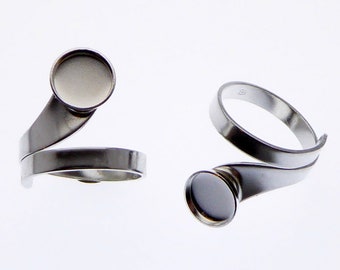 2 Stück 925 Sterling Silber Ring Rohling 8mm Klebepad zur Schmuckherstellung