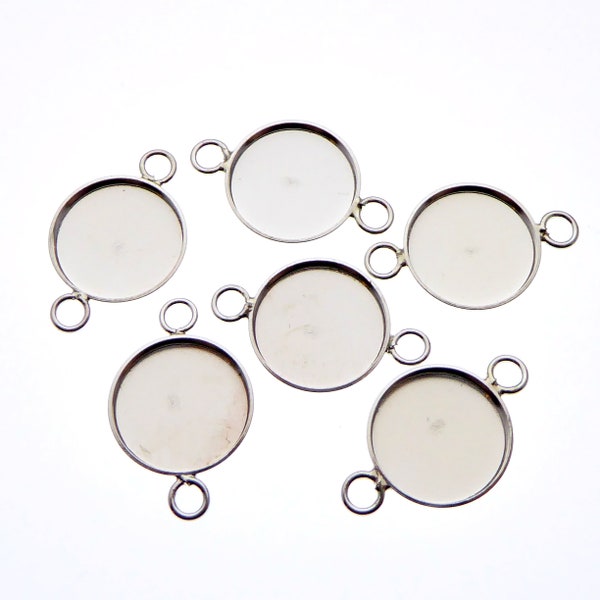 6 Stück 925 Sterling Silber Verbinder Rohling für 12mm Cabochons