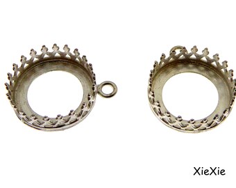 3 Stück 925  Sterling Silber Anhänger Rohling mit 12 mm Fassung