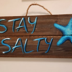 Stay Salty beach decor, painting on wood, rustic beach decor, wood art, beach wall hanging