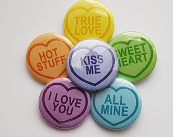SWEETHEART button badges SET of 6