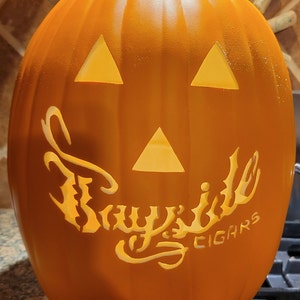 13" Hand carved foam pumpkin.  I can do almost any picture, design, logo or name.
