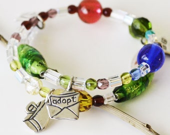 Adoption Story Silver and Beaded Bracelet - Gift for Adoptive Moms - Adoption Gifts - Adoption Jewelry