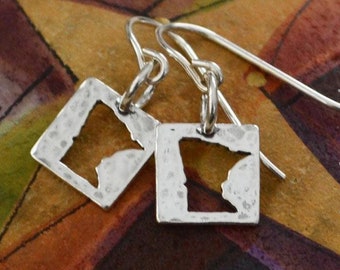 Minnesota State Earrings in Silver, Minnesota Nice, Gift for Her, College Graduation, State Earrings, State Jewelry, University of Minnesota