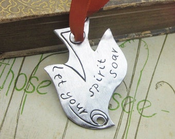 Dove Bookmark - Let Your Spirit Soar Dove Pewter Ornament and Bookmark - Christmas Ornament - Stocking Stuffer - Religious Gift - Graduation