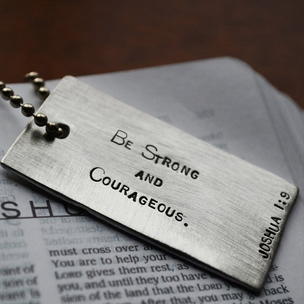 Graduation Gift, Joshua 1:9 - "Be Strong and Courageous" Key Chain and Necklace, Confirmation, Customizable, Bible Verse Jewelry, Baptism