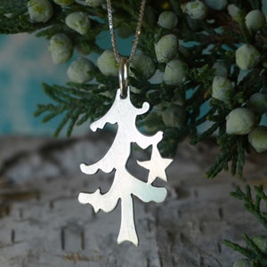 O Tannenbaum Christmas Tree Necklace in Sterling Silver - Christmas Gift - Stocking Stuffer