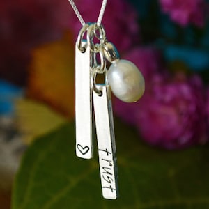 Graduation Gift, Proverbs 3:5 &quot;Trust in the Lord with All Your Heart&quot; Silver Bar Necklace, Trust in the Lord Necklace, Bible Verse Jewelry