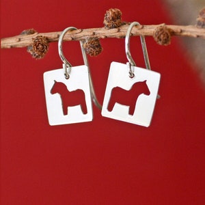 Dala Horse Sterling Silver Earrings - Scandinavian Jewelry - Dala Horse Jewelry - Horse Earrings - Gift for Her - Sweden - Cowgirl Earrings