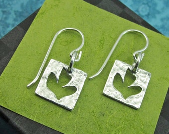 Silver Dove Earrings - Gift for Her - Peace Earrings - Graduation - Dove Cut Out Earrings - Maple Leaf Jewelry - Silver Doves