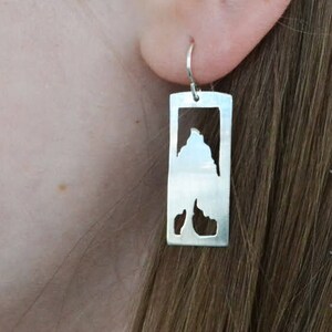 Tall Pine Tree Earrings in Sterling Silver or 14KGF ~ Tall Tree Rectangle Drop Earrings ~  Gold Dangle Earrings ~ Birthday ~ Graduation Gift