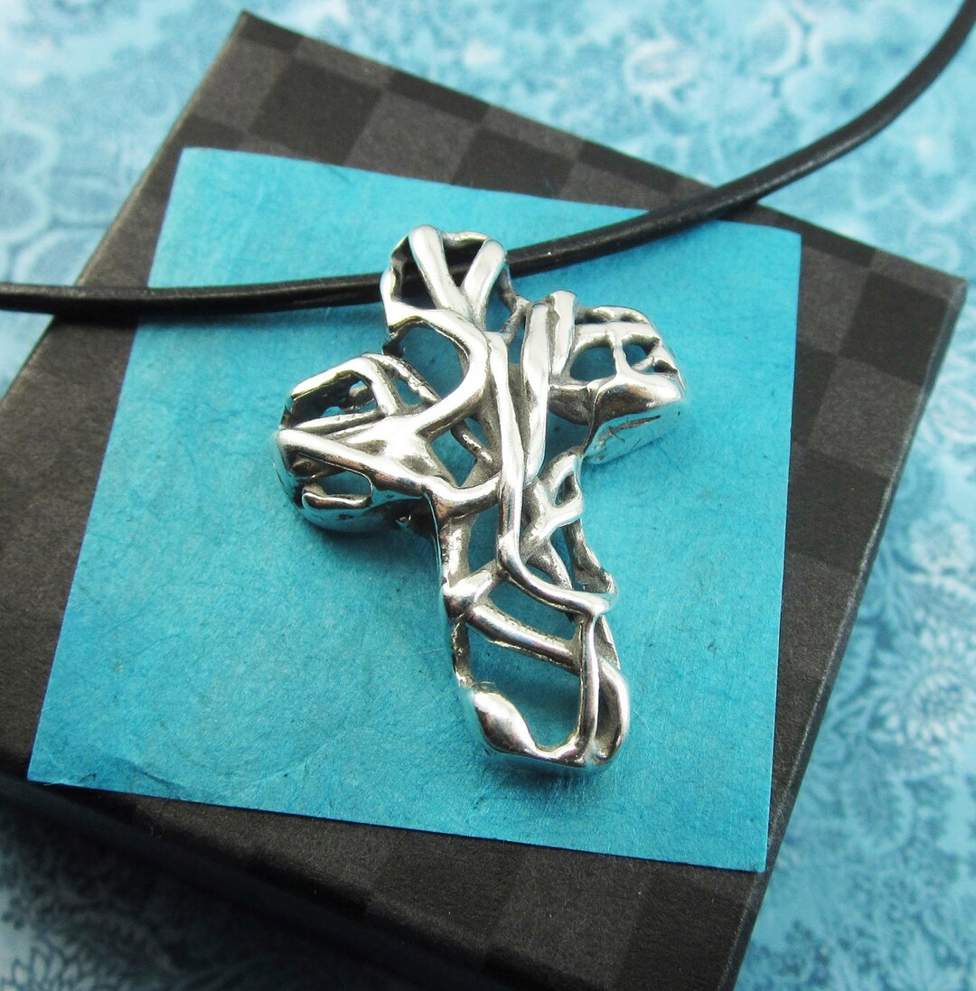 Chunky Cross Necklace Sterling Silver Large Cross Necklace Women's
